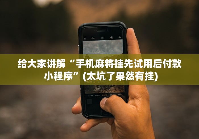 给大家讲解“手机麻将挂先试用后付款 小程序”(太坑了果然有挂)