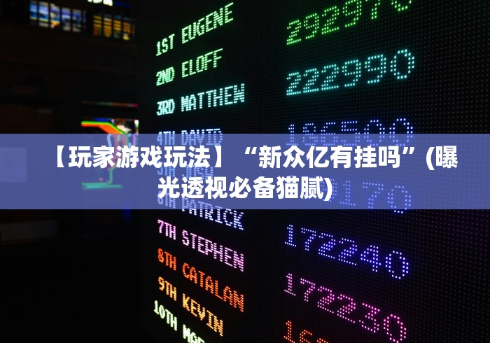 【玩家游戏玩法】“新众亿有挂吗”(曝光透视必备猫腻)