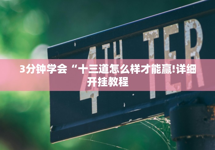3分钟学会“十三道怎么样才能赢!详细开挂教程