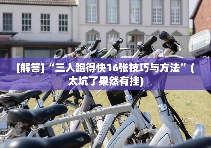 [解答]“三人跑得快16张技巧与方法”(太坑了果然有挂)