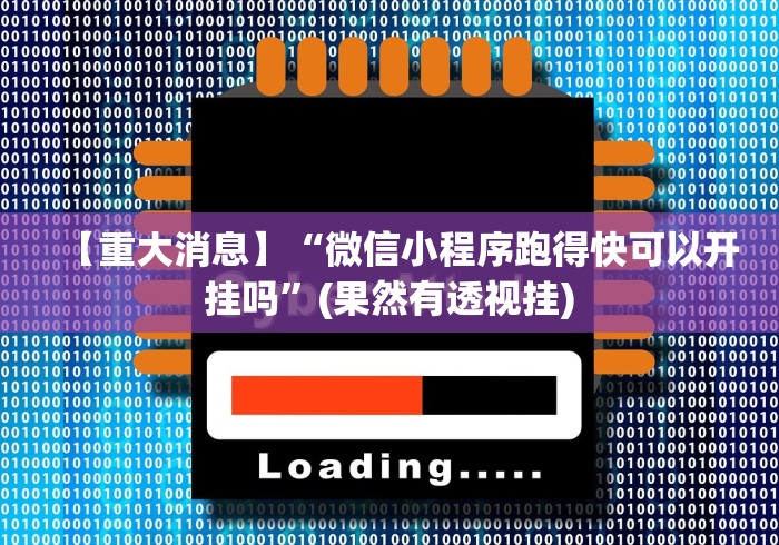 【重大消息】“微信小程序跑得快可以开挂吗”(果然有透视挂)