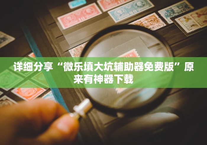 详细分享“微乐填大坑辅助器免费版”原来有神器下载