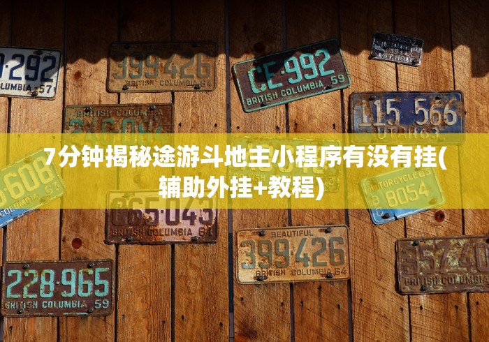 7分钟揭秘途游斗地主小程序有没有挂(辅助外挂+教程) 