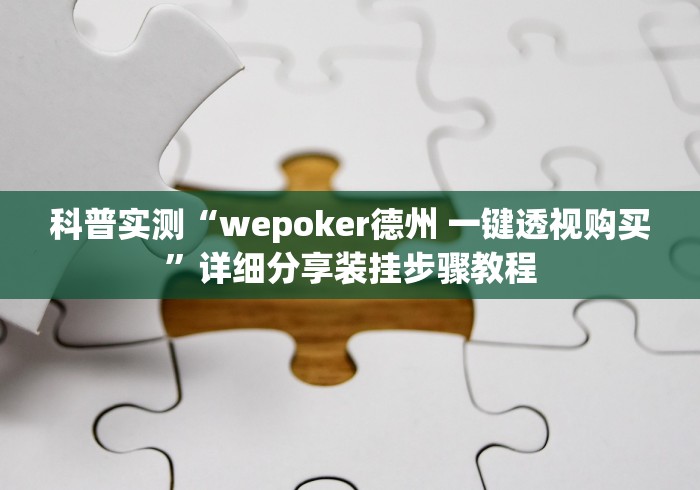 科普实测“wepoker德州 一键透视购买”详细分享装挂步骤教程