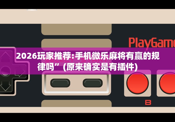 2026玩家推荐:手机微乐麻将有赢的规律吗	”(原来确实是有插件)
