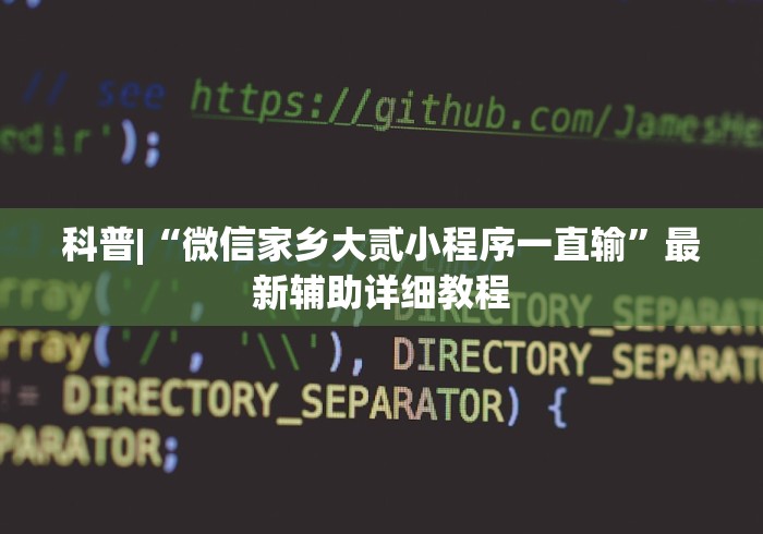 科普|“微信家乡大贰小程序一直输”最新辅助详细教程