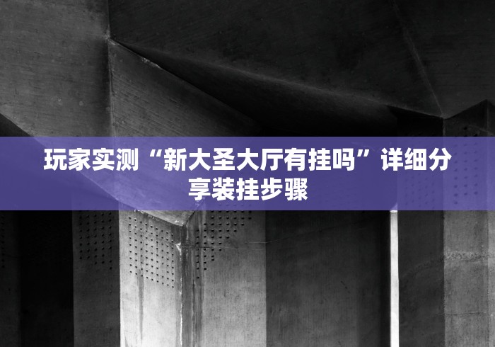 玩家实测“新大圣大厅有挂吗”详细分享装挂步骤